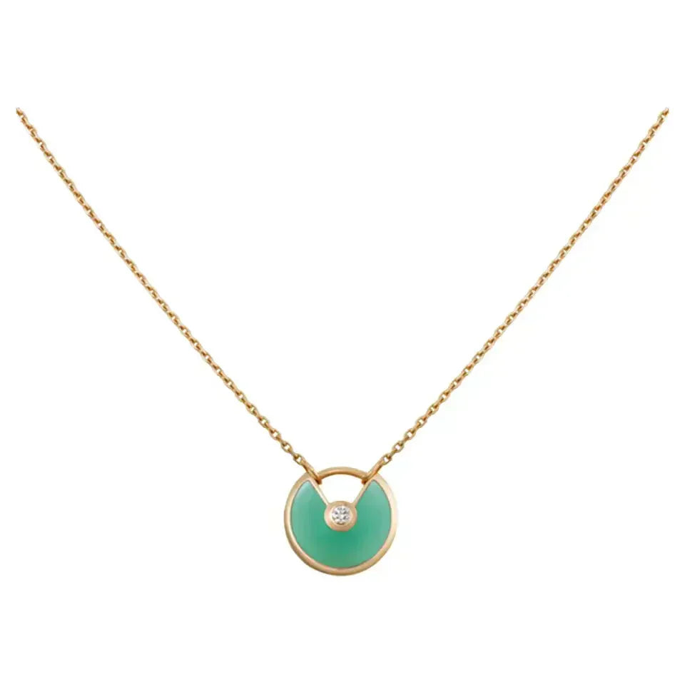[Glow Jewelry]AMULETTE GOLD MALACHITE NECKLACE