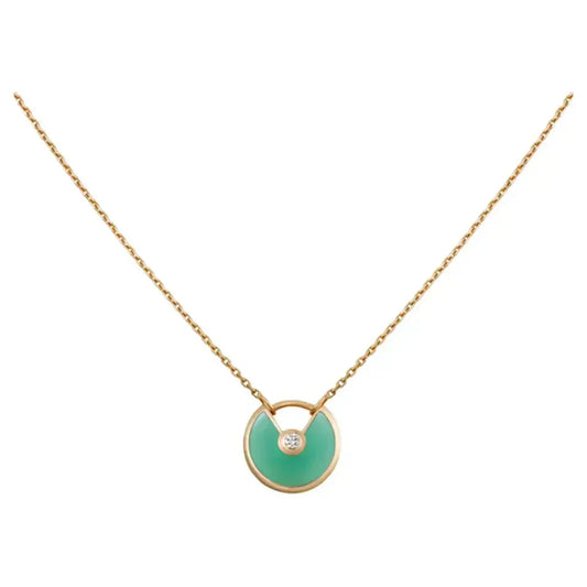 [Glow Jewelry]AMULETTE GOLD MALACHITE NECKLACE