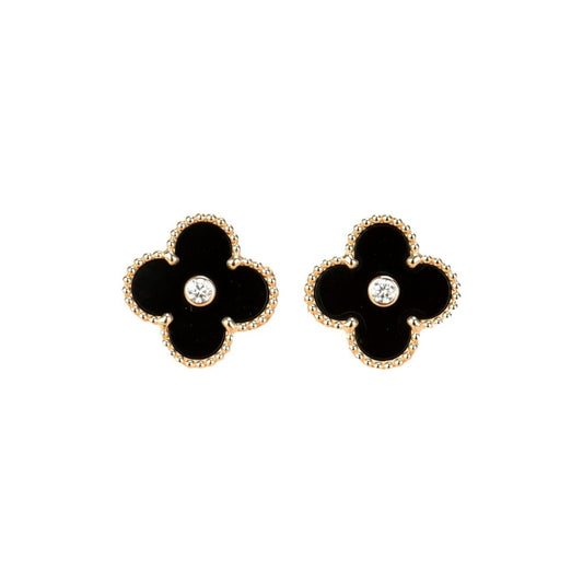 ¡®Glow Jewelry¡¯CLOVER MEDIUM 1 MOTIFS ONYX DIAMOND EARRINGS