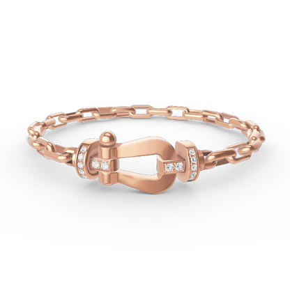 「グロージュエリー」フォース ラージ ホースシュークラスプ メタルブレスレット