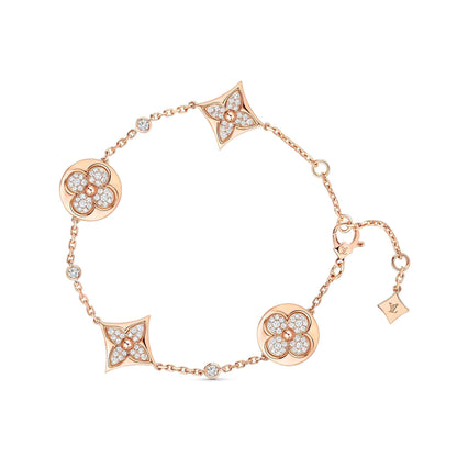 [Glow Jewelry]STAR AND SUN 4 MOTIFS GOLD DIAMONDS BRACELET