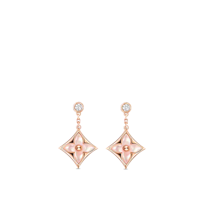 ¡®Glow Jewelry¡¯DOUBLE STAR PINK GOLD MOP DROP EARRINGS