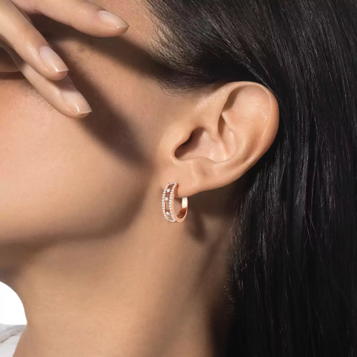 [Glow Jewelry]Diamond Pave_ Hoop Earrings Move