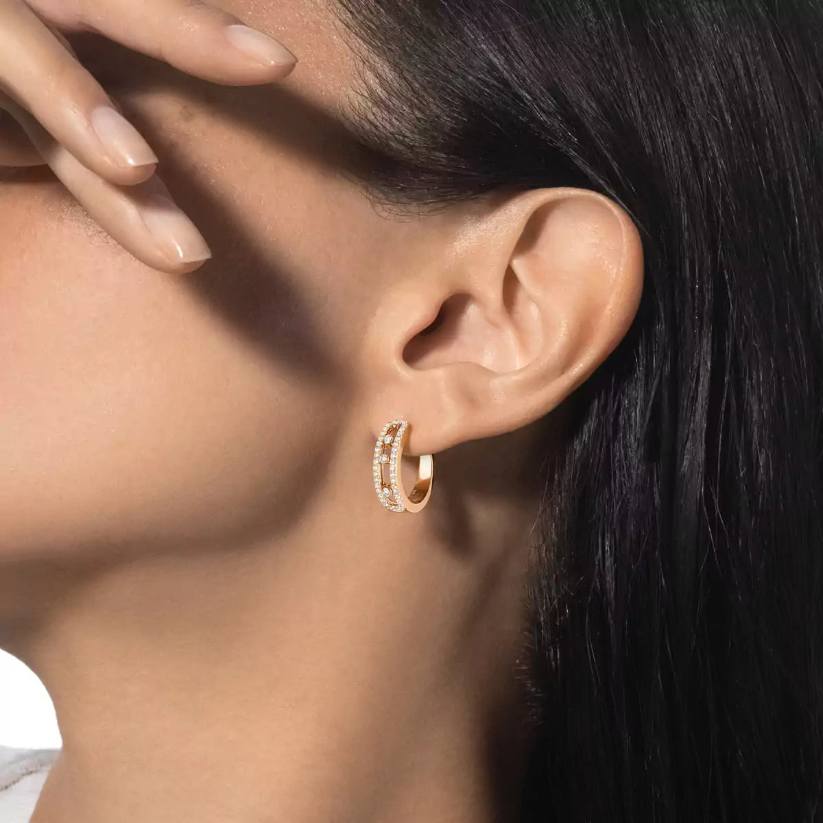 [Glow Jewelry]Diamond Pave_ Hoop Earrings Move