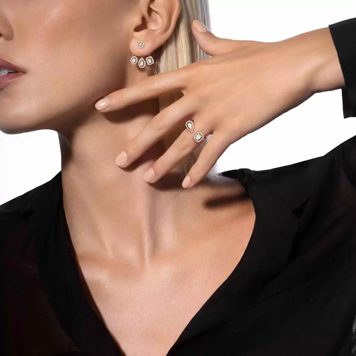 [Glow Jewelry] My Twin Trio  Diamond Earrings