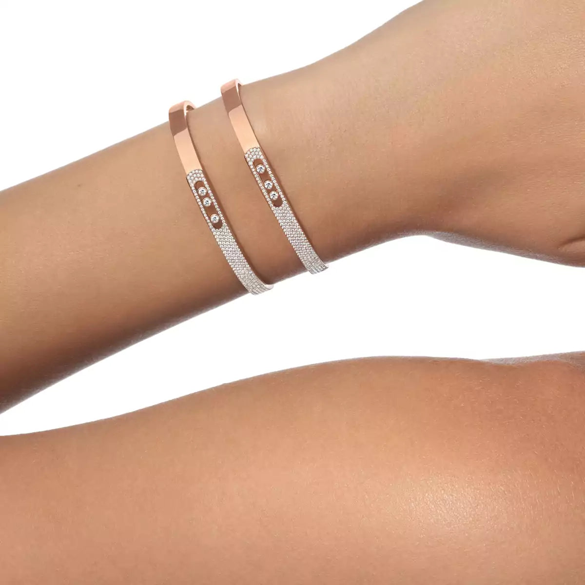 [Glow Jewelry]Move Noa Rose Gold Pavé Diamond Bangle Bracelet
