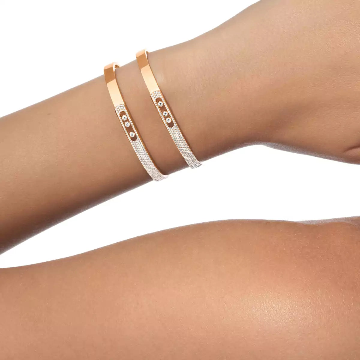 [Glow Jewelry]Move Noa Rose Gold Pavé Diamond Bangle Bracelet