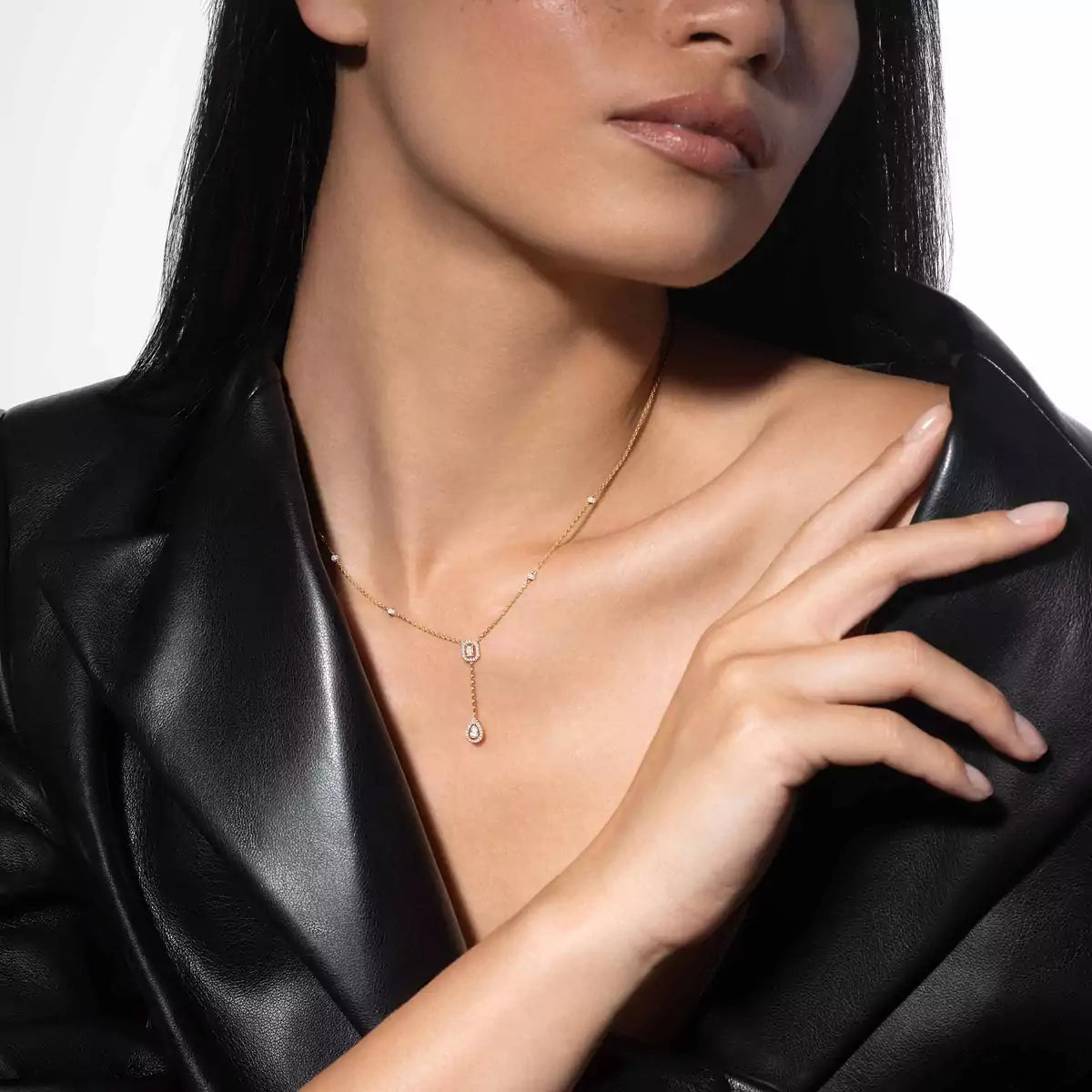 [Glow Jewelry]Gold Diamond Tie Necklace