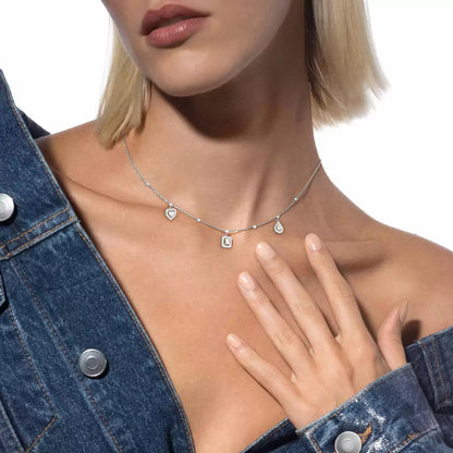 [Glow Jewelry]My Twin Diamond Necklace in Silver