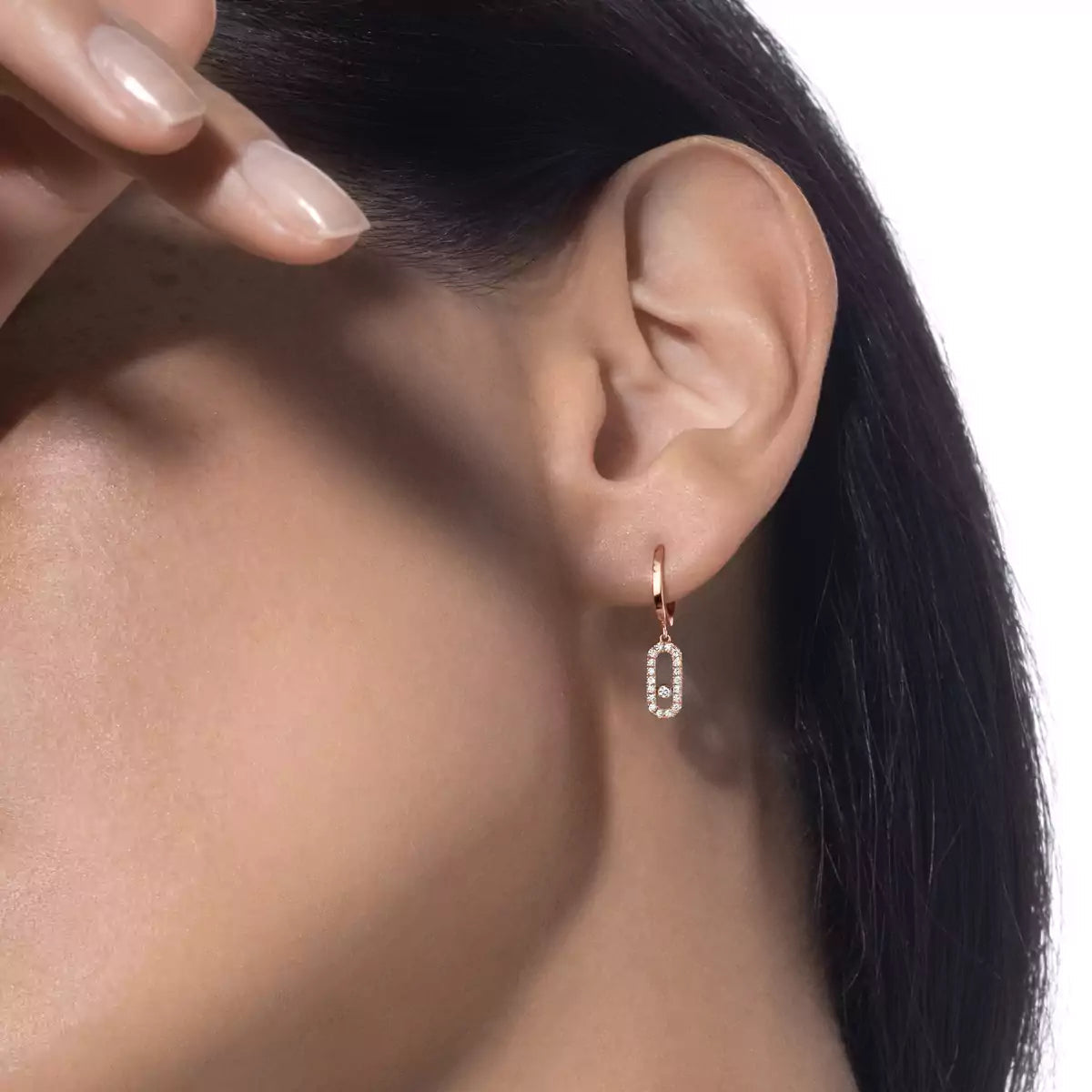 [Glow Jewelry]Move Uno Single Diamond Hoop Earring