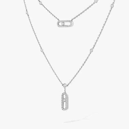 [Glow Jewelry]2 Rows Rose Gold Diamond Pave_ Necklace Move Uno