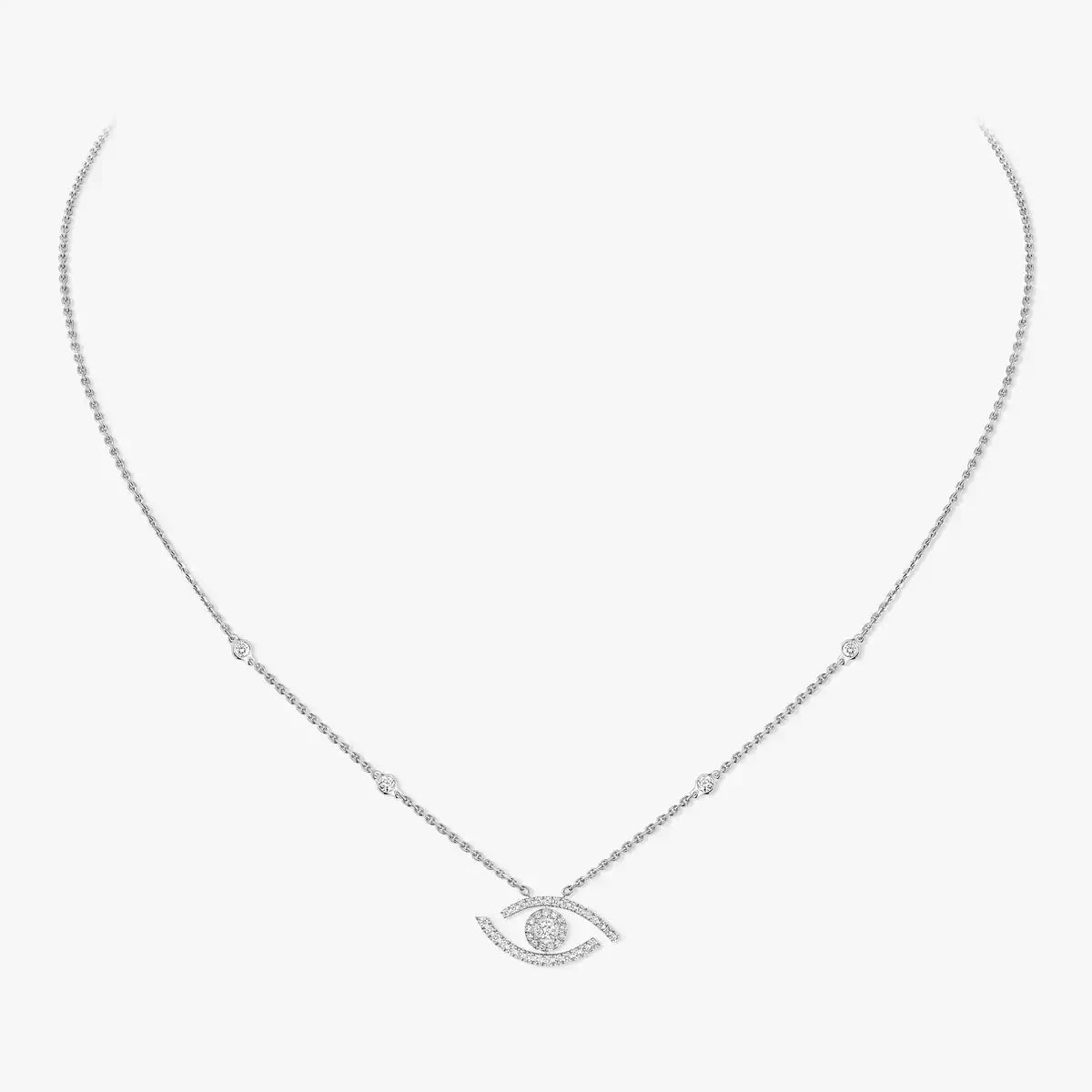 [Glow Jewelry]Pave_ Diamond Necklace Lucky Eye