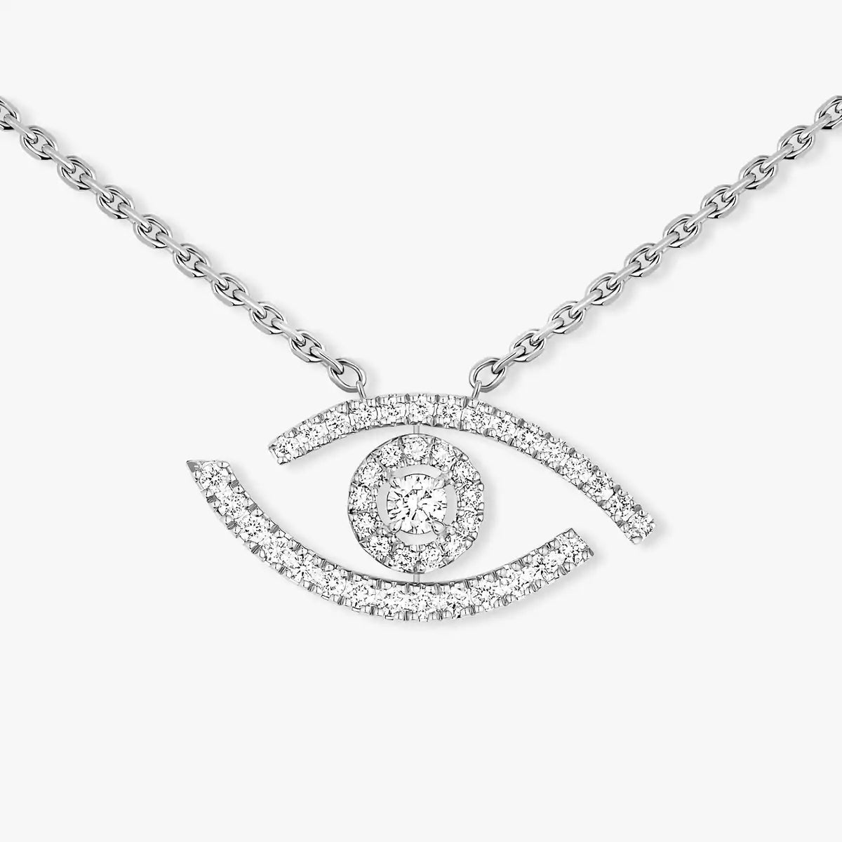 [Glow Jewelry]Pave_ Diamond Necklace Lucky Eye