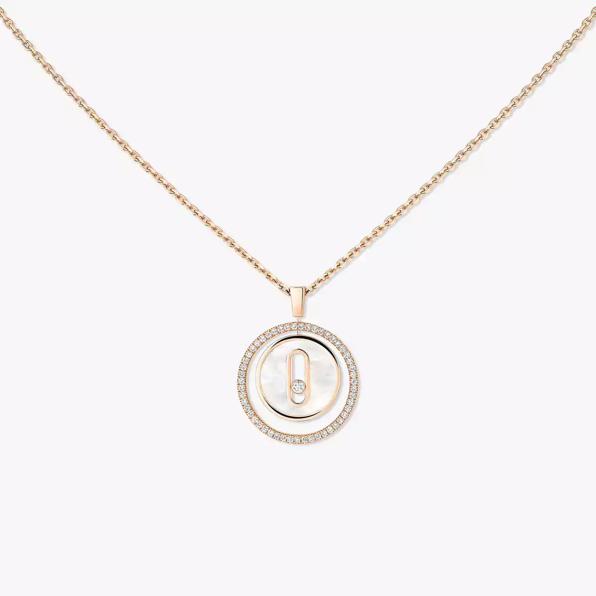 [Glow Jewelry]Lucky Move Diamond Necklace in Rose Gold and White Mother-of-Pearl