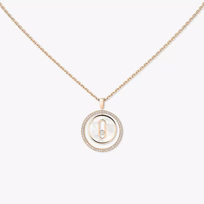 [Glow Jewelry]Lucky Move Diamond Necklace in Rose Gold and White Mother-of-Pearl
