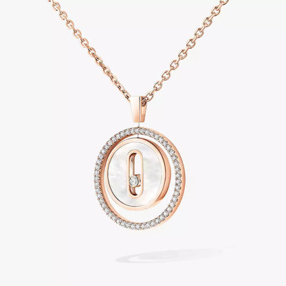 [Glow Jewelry]Lucky Move Diamond Necklace in Rose Gold and White Mother-of-Pearl