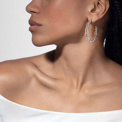 [[Glow Jewelry]Move Link Diamond Hoop Earrings