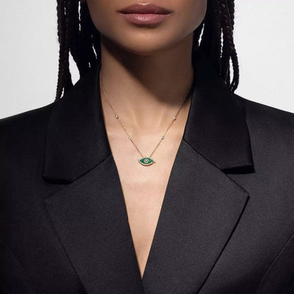 [Glow Jewelry]Lucky Eye Diamond Necklace in Rose Gold and Turquoise
