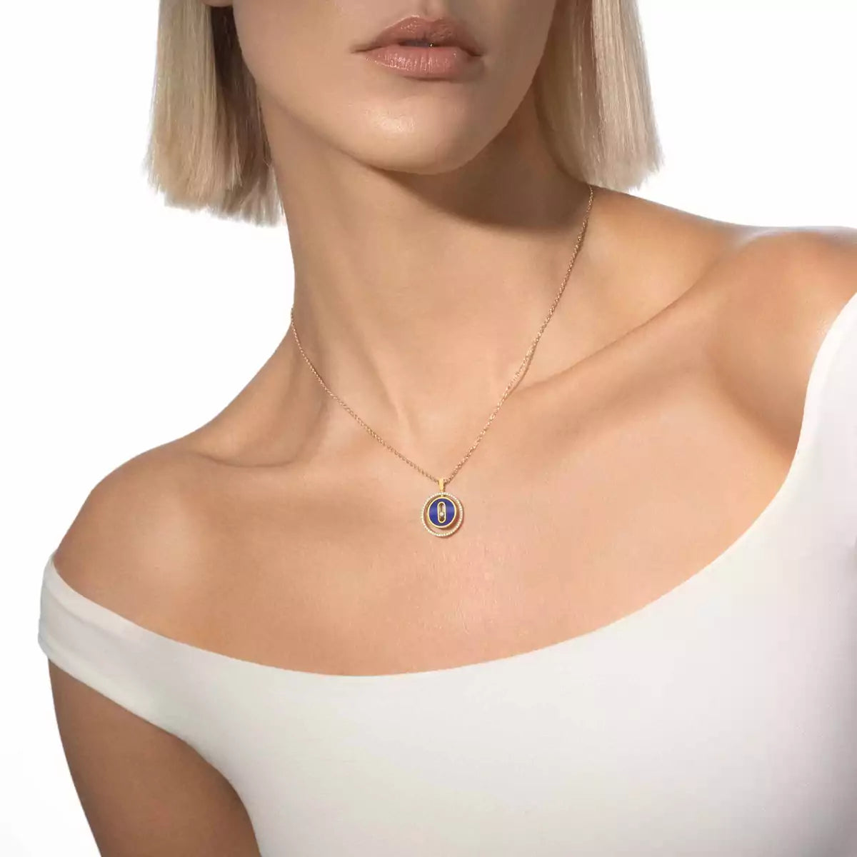 [Glow Jewelry]Lucky Move Diamond Necklace in Rose Gold and White Mother-of-Pearl