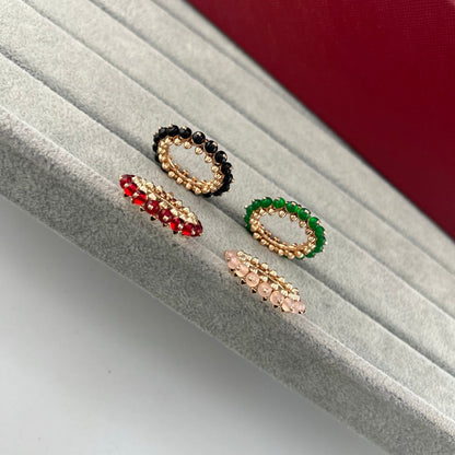 [Glow Jewelry]PYRAMID COLORED STONE STUD RING