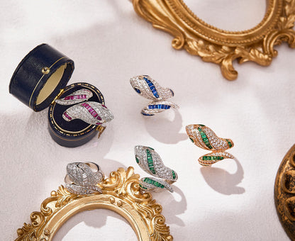 [Glow Jewelry]BRAND NEW LUXURY BLUE SNAKE RING