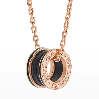 [Glow Jewelry]ZERO 1 BLACK CERAMIC PINK GOLD NECKLACE