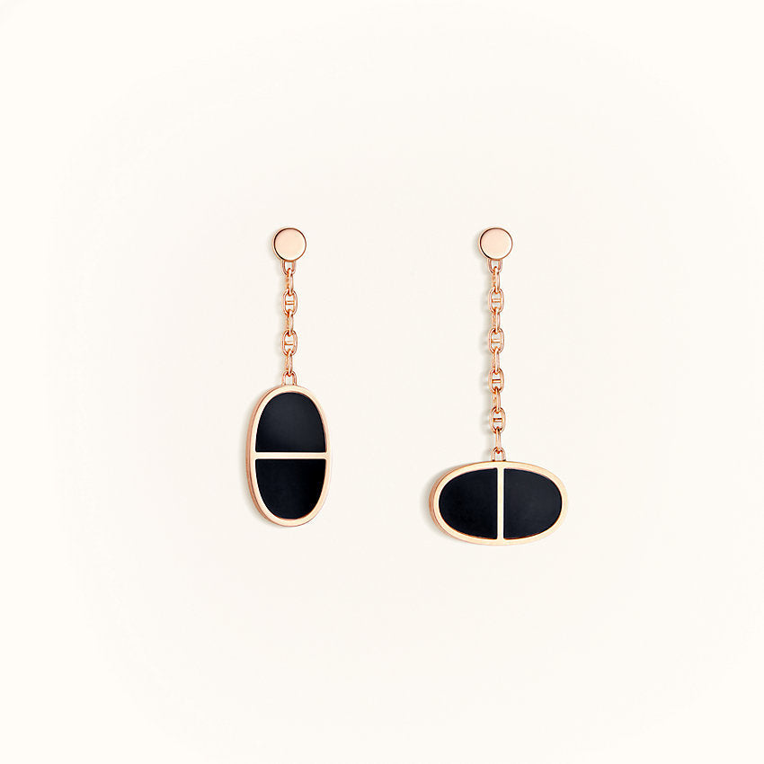 [Glow Jewelry]CHAINE VERSO BLACK CERAMIC EARRINGS