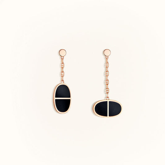 [Glow Jewelry]CHAINE VERSO BLACK CERAMIC EARRINGS