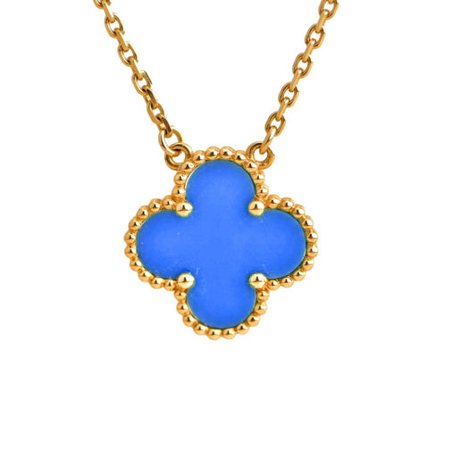 ¡®Glow Jewelry¡¯CLOVER 15MM BLUE AGATE NECKLACE
