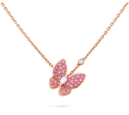 [Glow Jewelry]BUTTERFLY RED DIAMOND ROSE GOLD NECKLACE