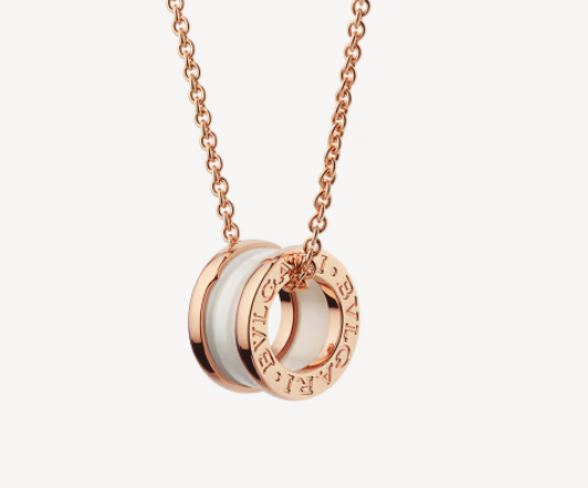 [Glow Jewelry]ZERO 1 WHITE CERAMIC PINK GOLD NECKLACE