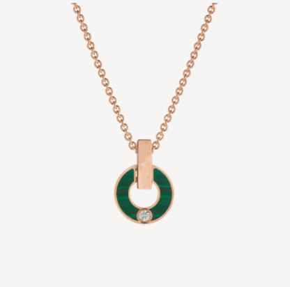 [Glow Jewelry]GARI NECKLACE PINK GOLD MALACHITE