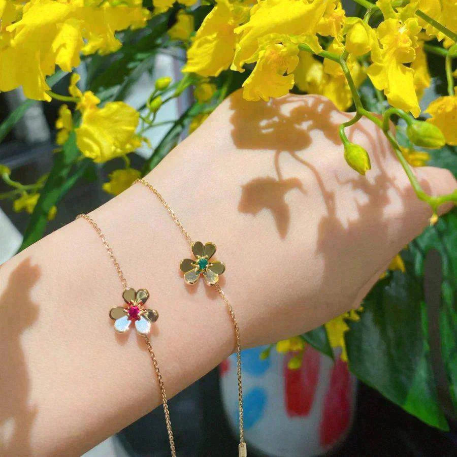 [Glow Jewelry]FRIVOLE GOLD FLOWER PINK MALACHITE BRACELET
