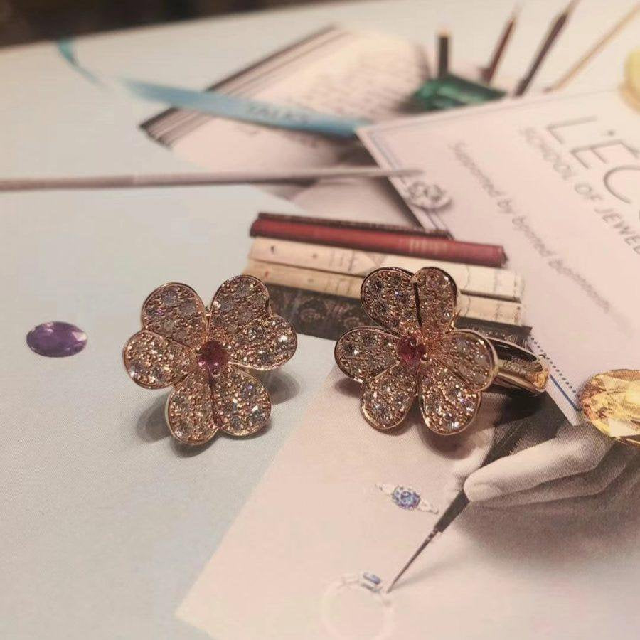 [Glow Jewelry]FRIVOLE PINK GOLD FLOWER DIAMOND EARRINGS