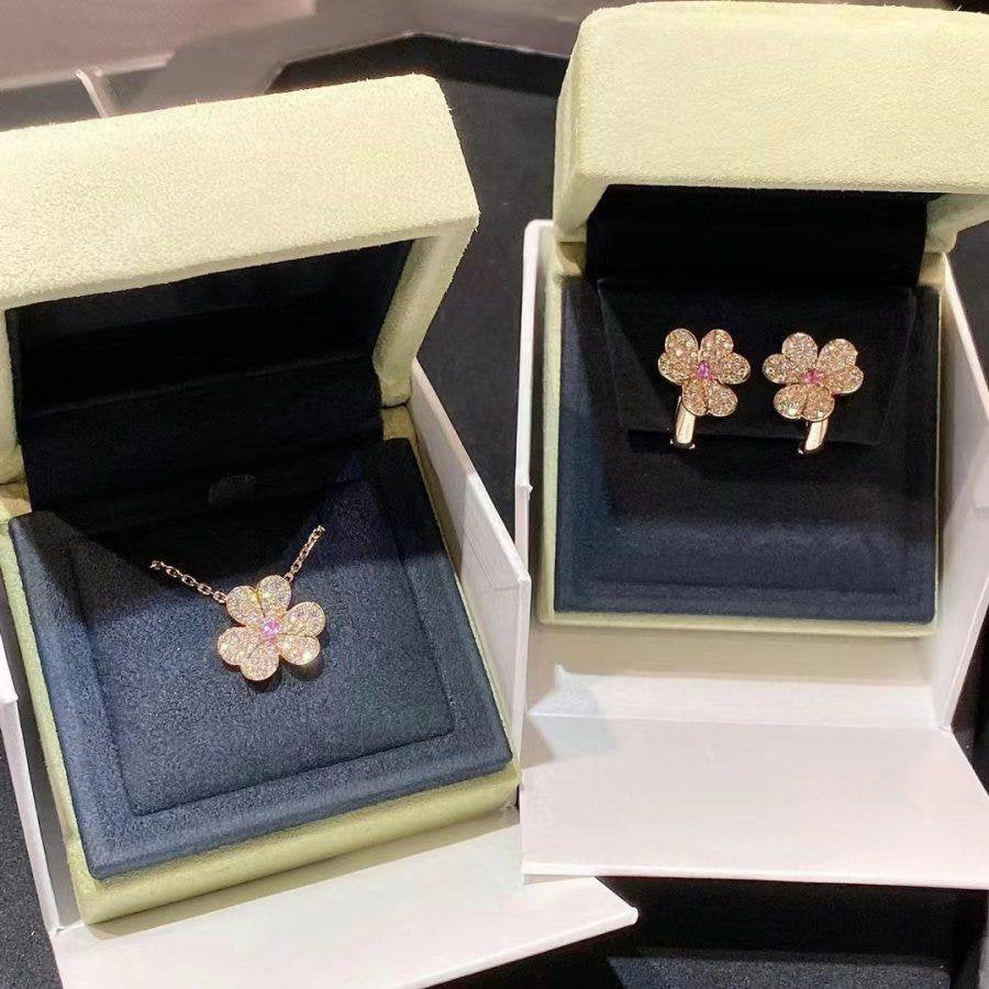 [Glow Jewelry]FRIVOLE PINK GOLD FLOWER DIAMOND EARRINGS