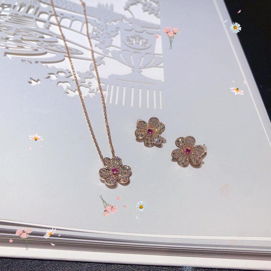 [Glow Jewelry]FRIVOLE PINK GOLD FLOWER DIAMOND EARRINGS
