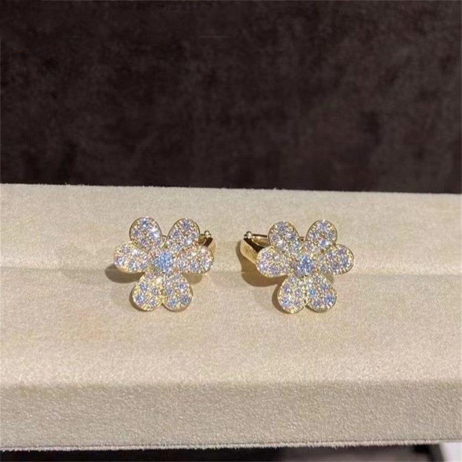 [Glow Jewelry]FRIVOLE GOLD FLOWER DIAMOND EARRINGS