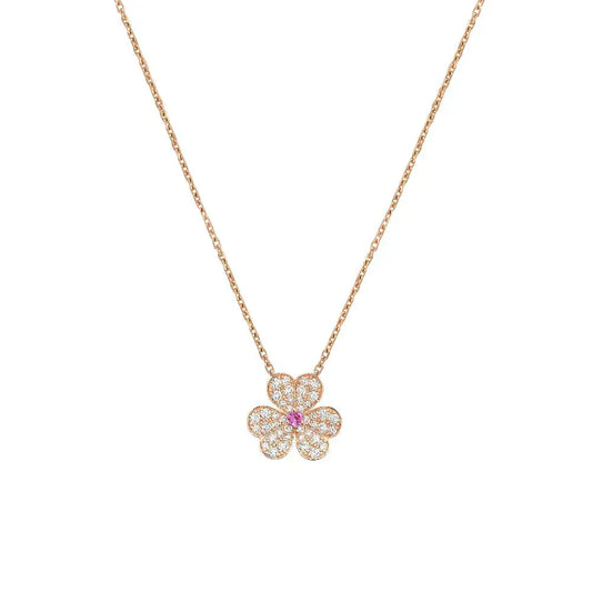 [Glow Jewelry]FRIVOLE ROSE GOLD FLOWER DIAMOND NECKLACE