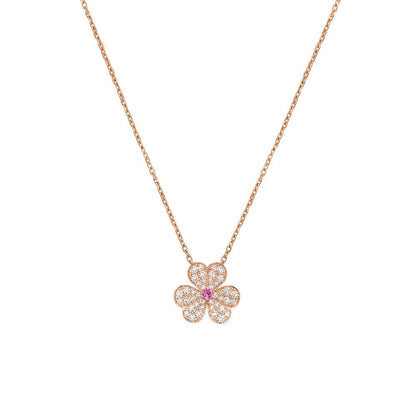 [Glow Jewelry]FRIVOLE ROSE GOLD FLOWER DIAMOND NECKLACE