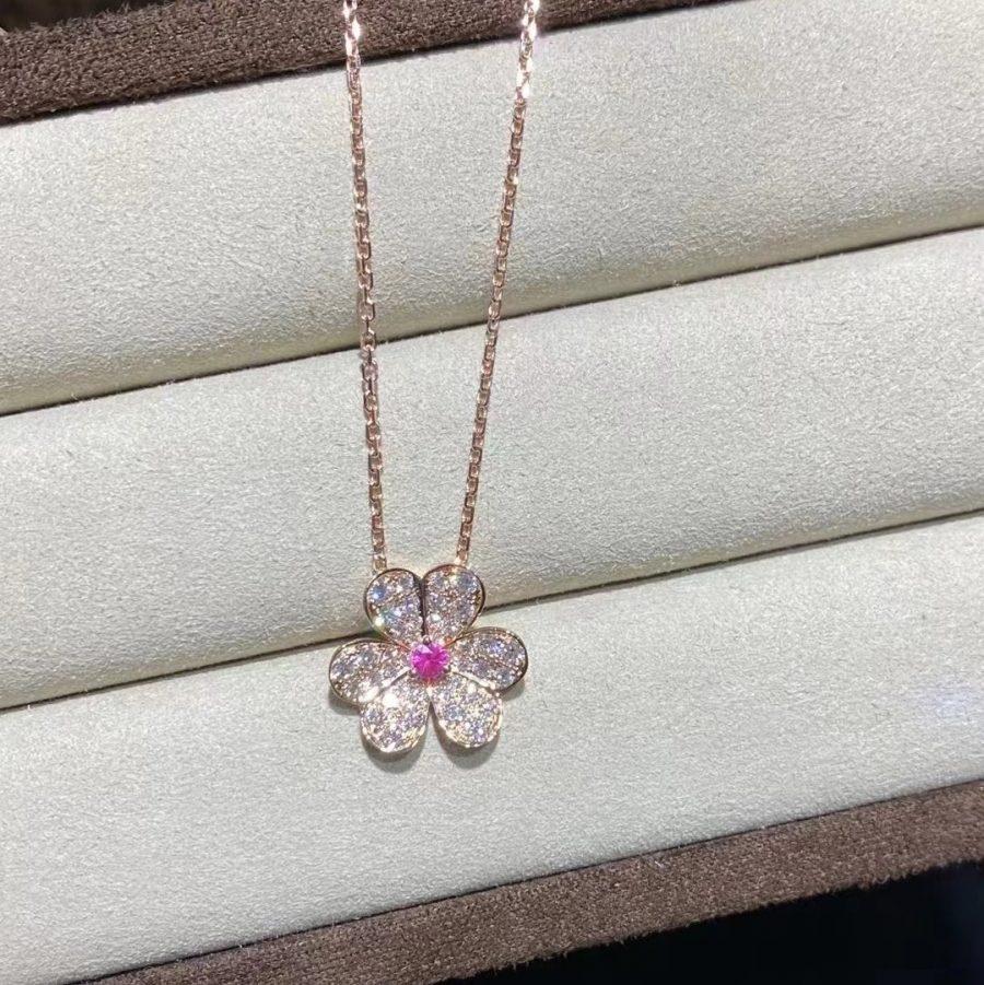 [Glow Jewelry]FRIVOLE ROSE GOLD FLOWER DIAMOND NECKLACE