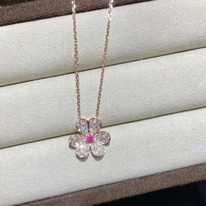 [Glow Jewelry]FRIVOLE ROSE GOLD FLOWER DIAMOND NECKLACE