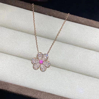 [Glow Jewelry]FRIVOLE ROSE GOLD FLOWER DIAMOND NECKLACE