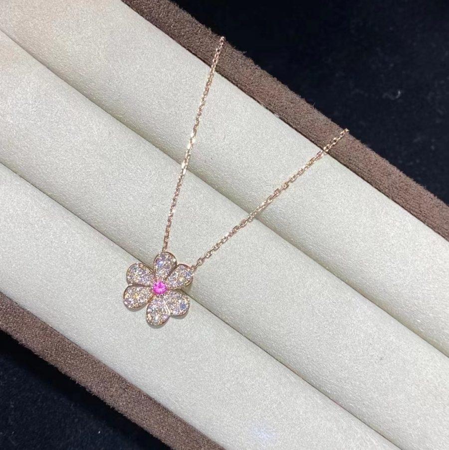 [Glow Jewelry]FRIVOLE ROSE GOLD FLOWER DIAMOND NECKLACE