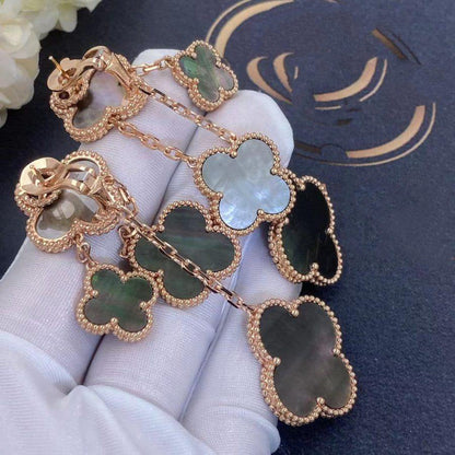 [Glow Jewelry]CLOVER EARRINGS DARK MOP 4 MOTIFS ROSE GOLD