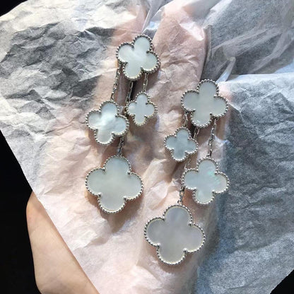 [Glow Jewelry]CLOVER EARRINGS WHITE MOP 4 MOTIFS SILVER