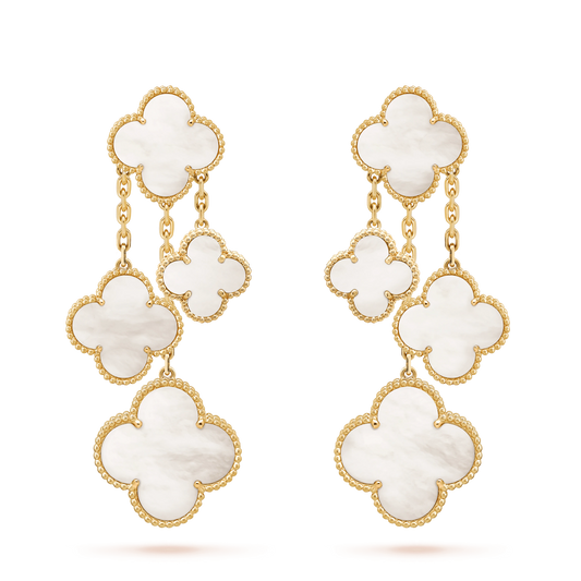 [Glow Jewelry]CLOVER EARRINGS WHITE MOP 4 MOTIFS GOLD