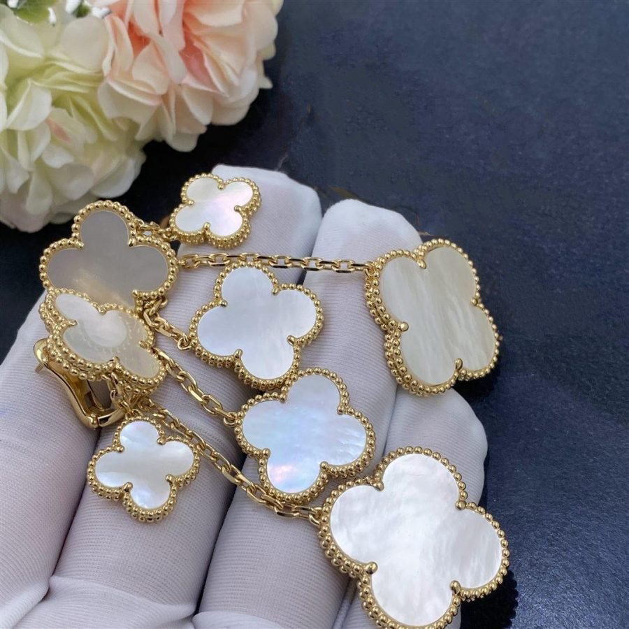 [Glow Jewelry]CLOVER EARRINGS WHITE MOP 4 MOTIFS GOLD