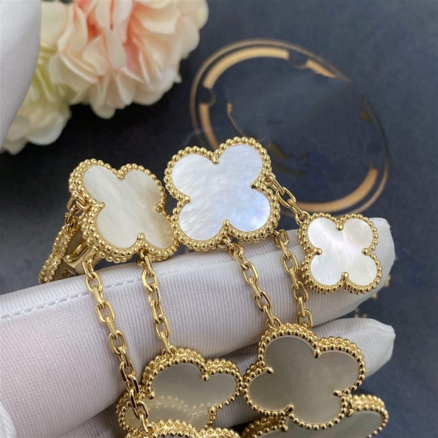 [Glow Jewelry]CLOVER EARRINGS WHITE MOP 4 MOTIFS GOLD