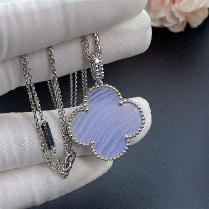 ¡®Glow Jewelry¡¯CLOVER SILVER CHALCEDONY BIG CLOVER NECKLACE