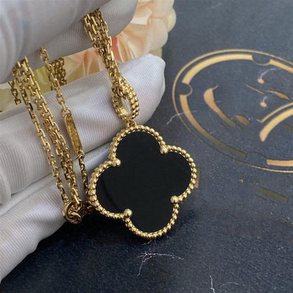 ¡®Glow Jewelry¡¯CLOVER 25MM GOLD ONYX BIG CLOVER NECKLACE
